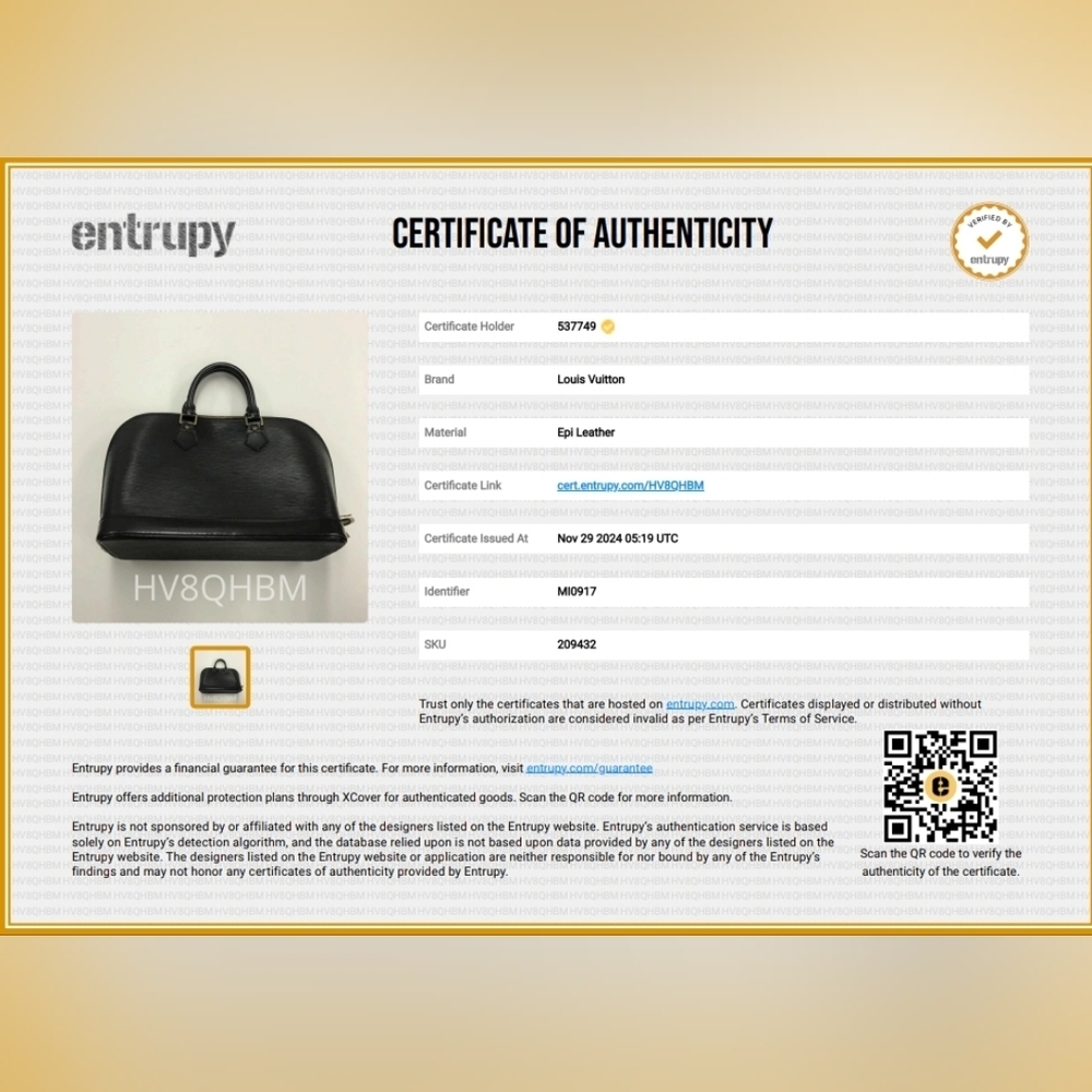 Authentic certificate Louis Vuitton Epi Alma - Picture 12 of 12